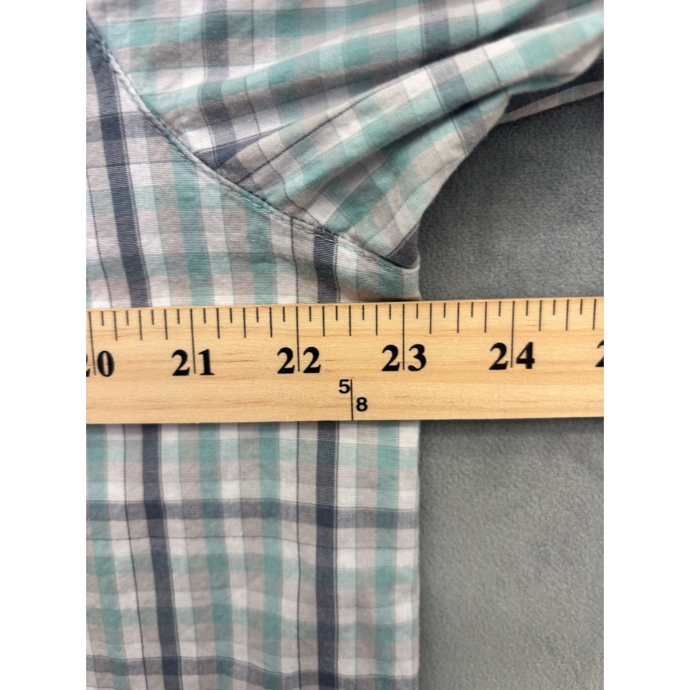 Columbia Shirt Blue/Gray/White Plaid Short Sleeve Button Up Regular Fit Mens L - Picture 6 of 7